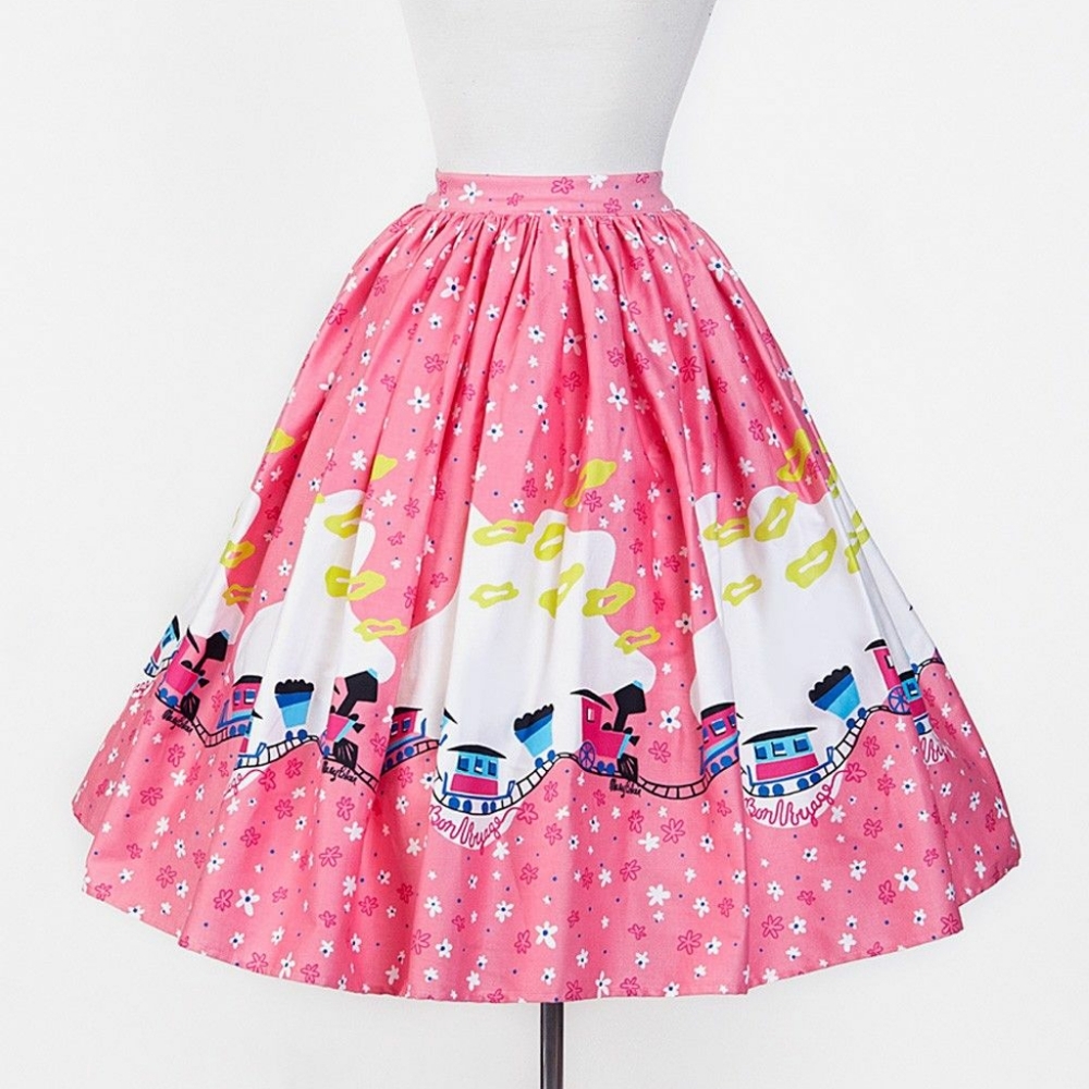Pinupgirl Jenny skirt pink mary Blair train print